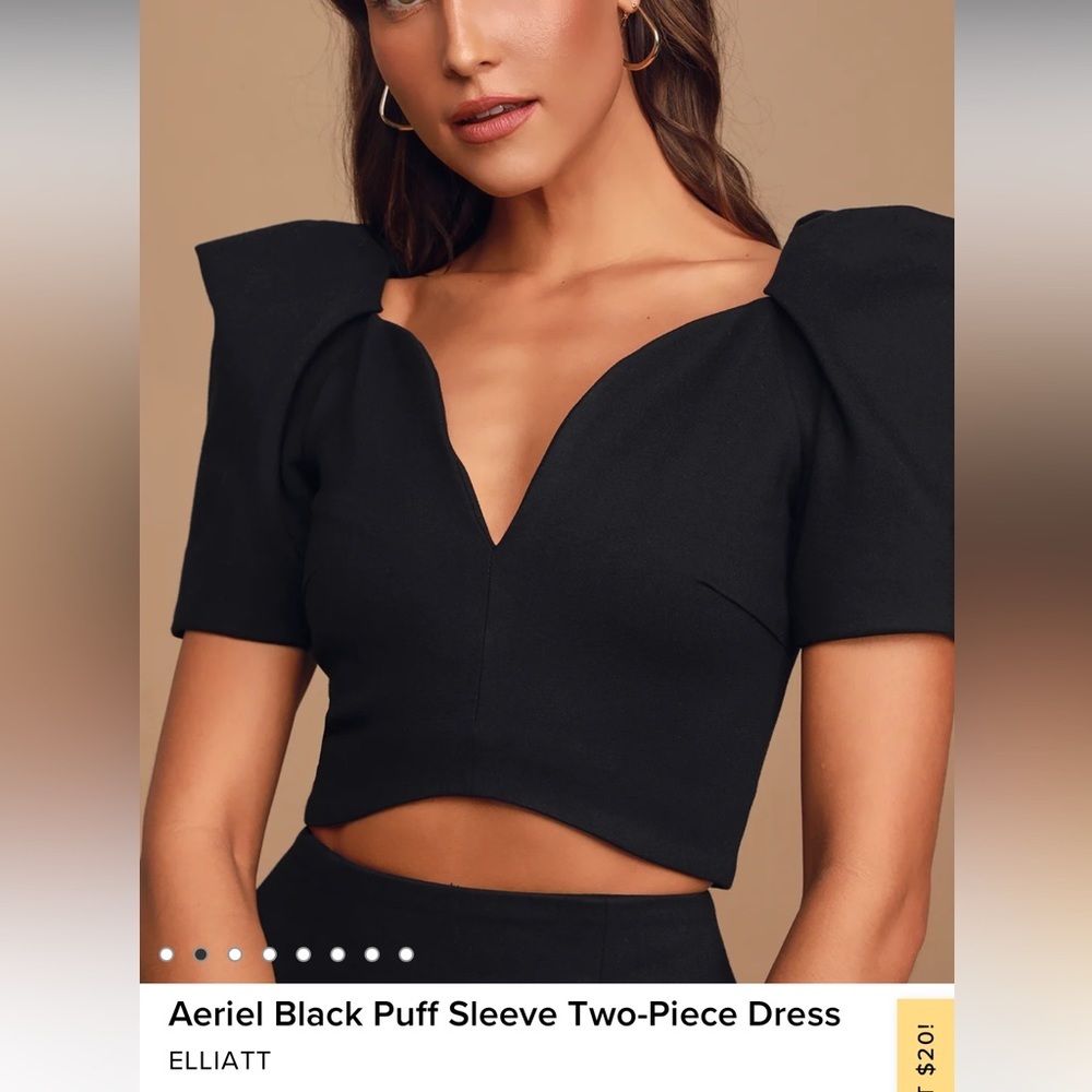 Aeriel Black Puff Sleeve Two-Piece Dress LULUS/ELLIATT - Picture 2 of 8
